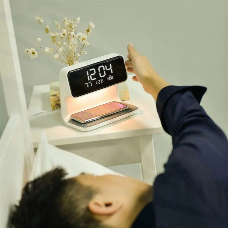 Creative 3 In 1 Bedside Lamp Wireless Charging LCD Screen Alarm Clock Wireless Phone Charger-0-Rambla Store
