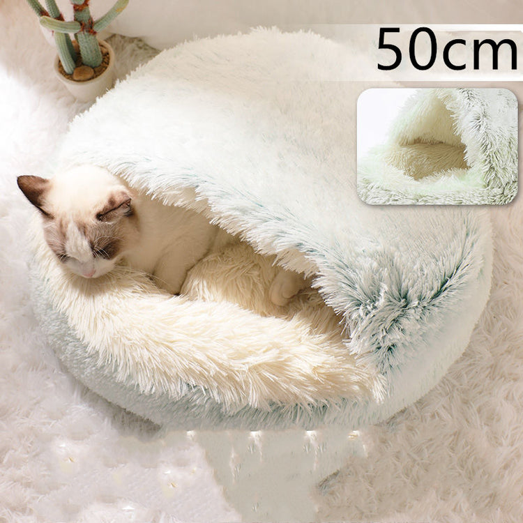 2 In 1 Dog And Cat Bed Pet Winter Bed Round Plush Warm Bed House Soft Long Plush Pets Bed-0-Rambla Store