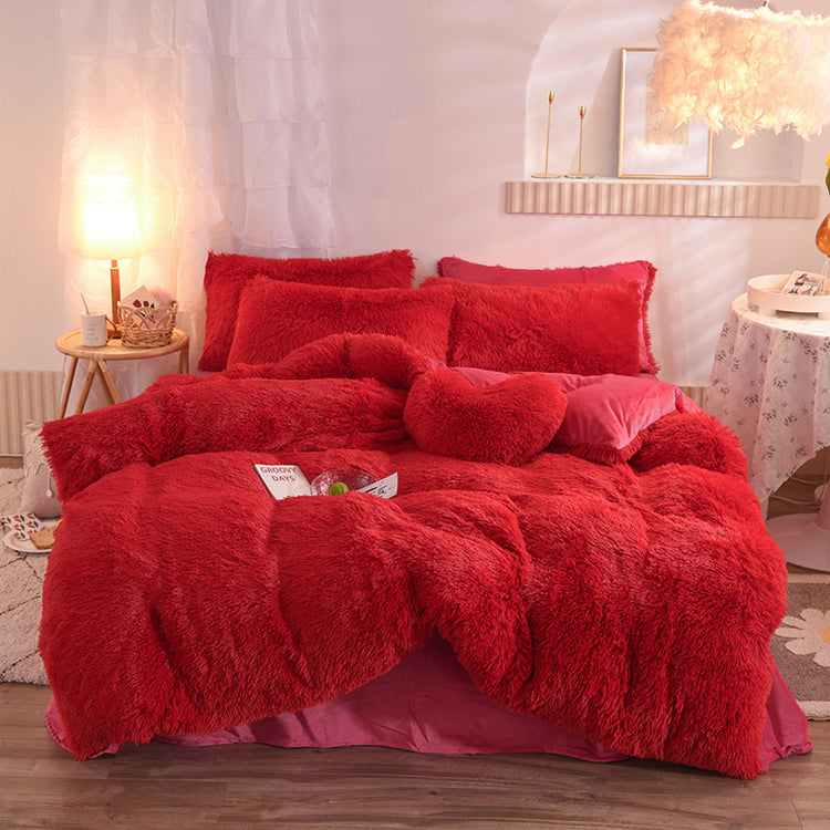 Luxury Thick Fleece Duvet Cover Queen King Winter Warm Bed Quilt Cover Pillowcase Fluffy Plush Shaggy Bedclothes Bedding Set Winter Body Keep Warm-0-Rambla Store