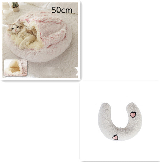 2 In 1 Dog And Cat Bed Pet Winter Bed Round Plush Warm Bed House Soft Long Plush Pets Bed-0-Rambla Store