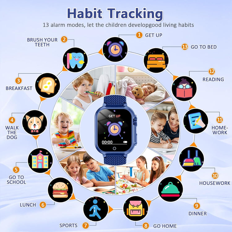 Kids Smart Watch Gift for Girls Age 5-12, 32 Games HD Touch Screen Watches with Video Camera Music Player Pedometer Flashlight 12/24 Hr Educational Toys for Ages 4-12 Years Old--Rambla Store