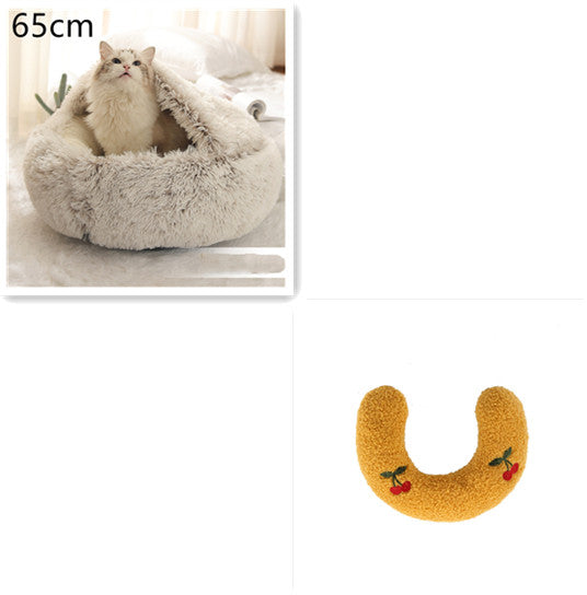 2 In 1 Dog And Cat Bed Pet Winter Bed Round Plush Warm Bed House Soft Long Plush Pets Bed-0-Rambla Store