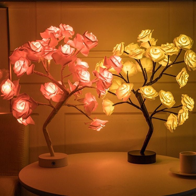 Rose Flower Lamp USB Battery Operated LED Table Lamp Bonsai Tree Night Lights Garland Bedroom Decoration Lights Home Decor-0-Rambla Store