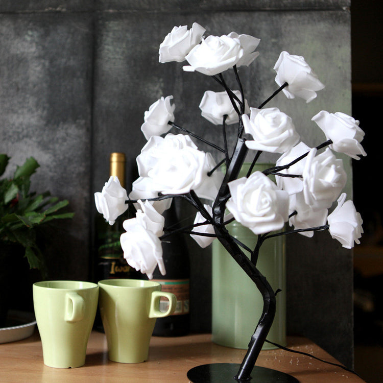 Rose Flower Lamp USB Battery Operated LED Table Lamp Bonsai Tree Night Lights Garland Bedroom Decoration Lights Home Decor-0-Rambla Store