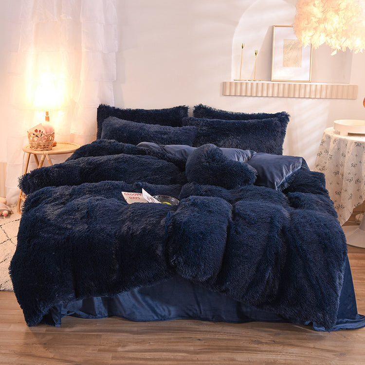 Luxury Thick Fleece Duvet Cover Queen King Winter Warm Bed Quilt Cover Pillowcase Fluffy Plush Shaggy Bedclothes Bedding Set Winter Body Keep Warm-0-Rambla Store