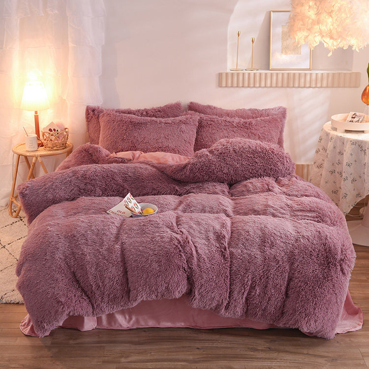 Luxury Thick Fleece Duvet Cover Queen King Winter Warm Bed Quilt Cover Pillowcase Fluffy Plush Shaggy Bedclothes Bedding Set Winter Body Keep Warm-0-Rambla Store