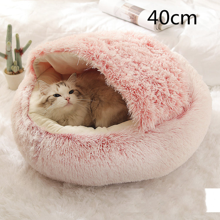 2 In 1 Dog And Cat Bed Pet Winter Bed Round Plush Warm Bed House Soft Long Plush Pets Bed-0-Rambla Store