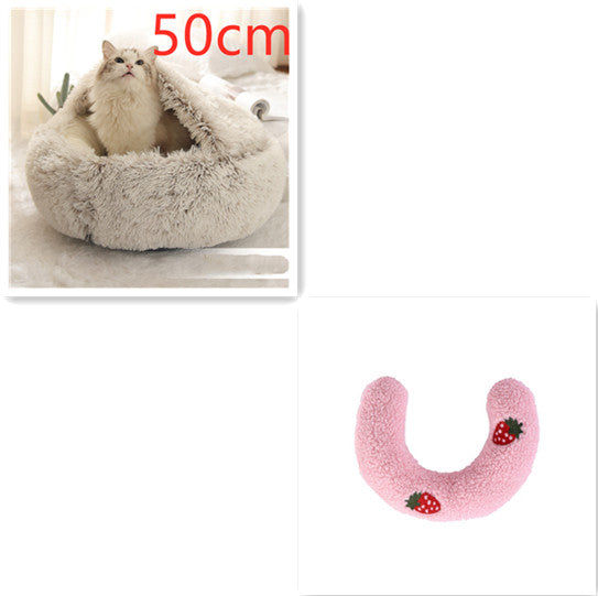 2 In 1 Dog And Cat Bed Pet Winter Bed Round Plush Warm Bed House Soft Long Plush Pets Bed-0-Rambla Store