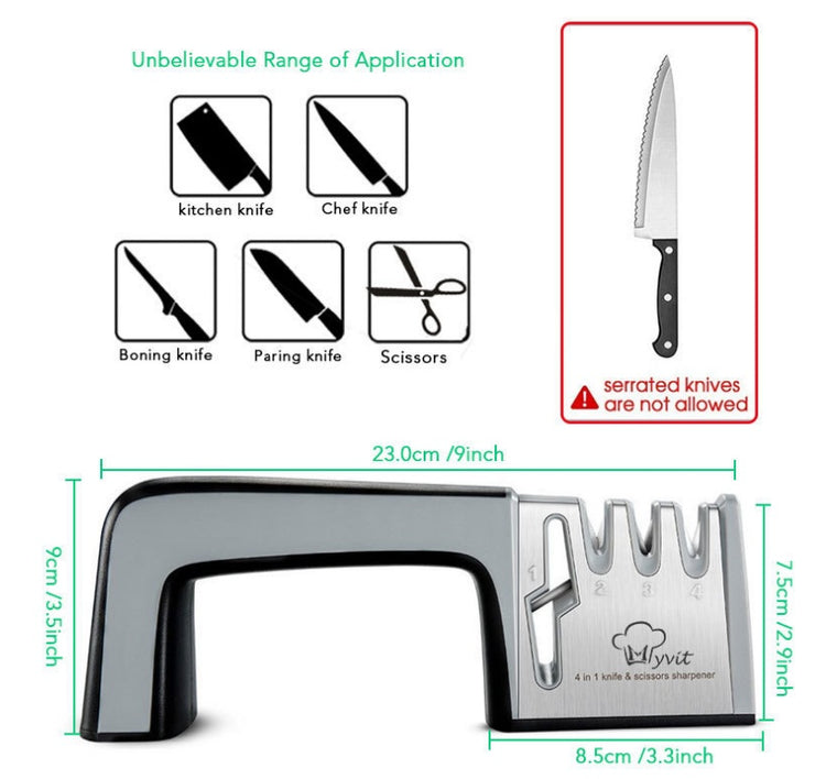 A Four-in-one Family Uses A Sharpener To Sharpen A Kitchen Knife-0-Rambla Store