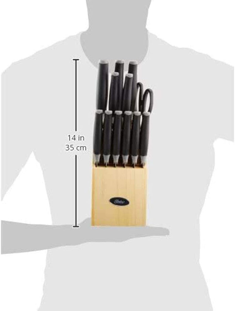 Lindbergh 14 Piece Stainless Steel Cutlery Set Black Block, Teal Handles,Teal/Black--Rambla Store