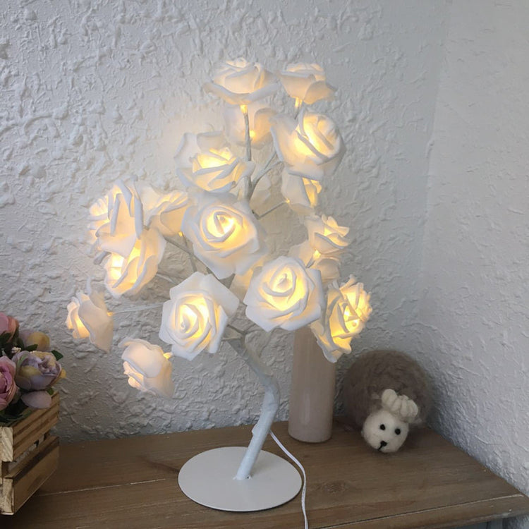 Rose Flower Lamp USB Battery Operated LED Table Lamp Bonsai Tree Night Lights Garland Bedroom Decoration Lights Home Decor-0-Rambla Store