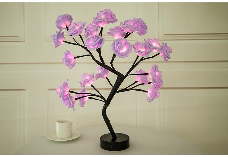 Rose Flower Lamp USB Battery Operated LED Table Lamp Bonsai Tree Night Lights Garland Bedroom Decoration Lights Home Decor-0-Rambla Store