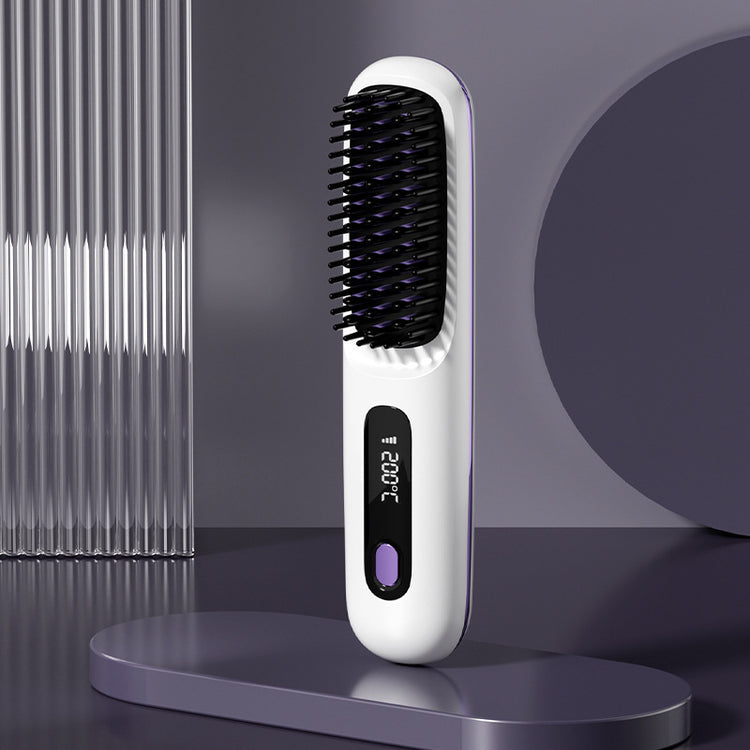 2 In 1 Straight Hair Comb Wireless Hair Straightener Brush Hair Fast Heating Portable Hot Curler USB Charging-0-Rambla Store