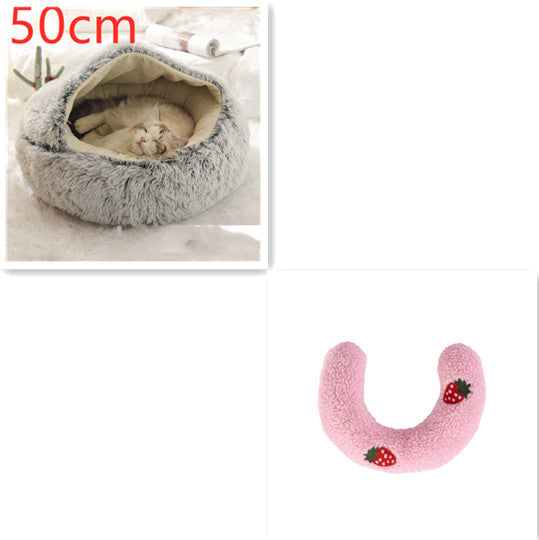 2 In 1 Dog And Cat Bed Pet Winter Bed Round Plush Warm Bed House Soft Long Plush Pets Bed-0-Rambla Store