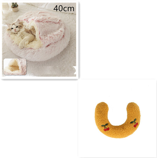2 In 1 Dog And Cat Bed Pet Winter Bed Round Plush Warm Bed House Soft Long Plush Pets Bed-0-Rambla Store