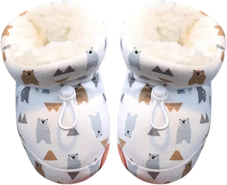Warm F𝐮r Baby Boots Baby Boys Girls Fleece Knit Winter Warm Snow Soft Sole 𝐂rib Shoes Winter Booties for Newborn.