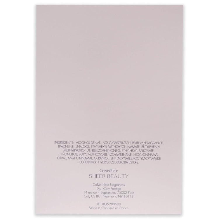 Sheer Beauty by Calvin Klein Eau De Toilette Spray for Women, 3.4 oz.