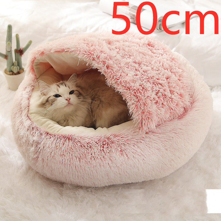 2 In 1 Dog And Cat Bed Pet Winter Bed Round Plush Warm Bed House Soft Long Plush Pets Bed-0-Rambla Store