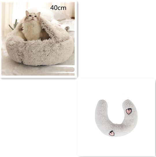 2 In 1 Dog And Cat Bed Pet Winter Bed Round Plush Warm Bed House Soft Long Plush Pets Bed-0-Rambla Store