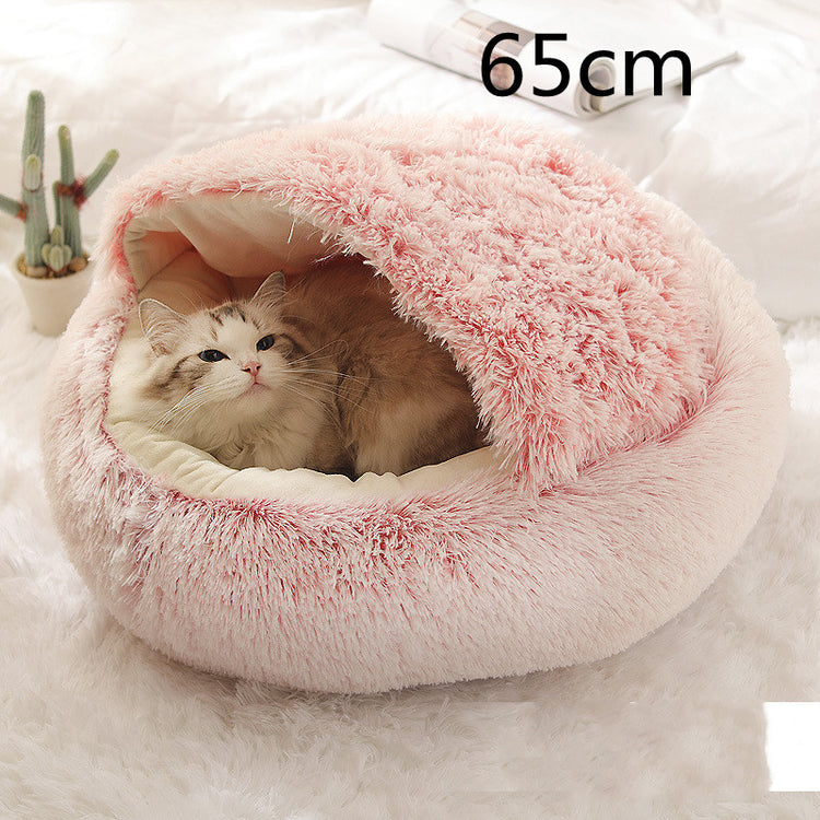 2 In 1 Dog And Cat Bed Pet Winter Bed Round Plush Warm Bed House Soft Long Plush Pets Bed-0-Rambla Store