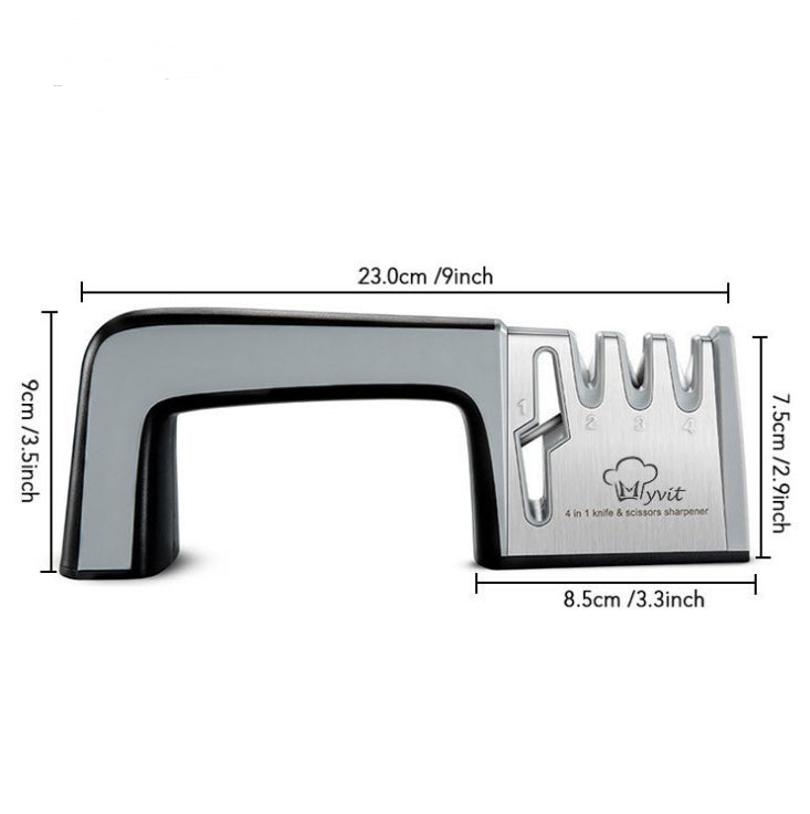 A Four-in-one Family Uses A Sharpener To Sharpen A Kitchen Knife-0-Rambla Store