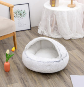2 In 1 Dog And Cat Bed Pet Winter Bed Round Plush Warm Bed House Soft Long Plush Pets Bed-0-Rambla Store