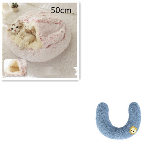 2 In 1 Dog And Cat Bed Pet Winter Bed Round Plush Warm Bed House Soft Long Plush Pets Bed-0-Rambla Store