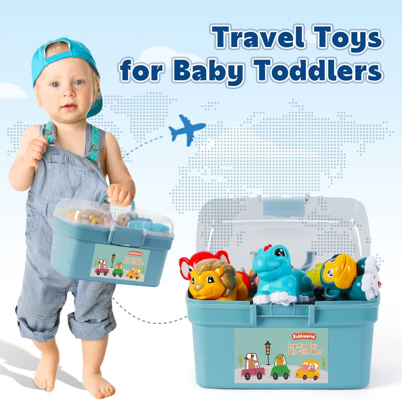 Animal Car Toys for 1 Year Old Boy Gifts: Mini Trucks with Playmat/Storage Box for Toddler Age 1-2, 1St One First Christmas Birthday Gift for Infant Baby 12-18 Months--Rambla Store