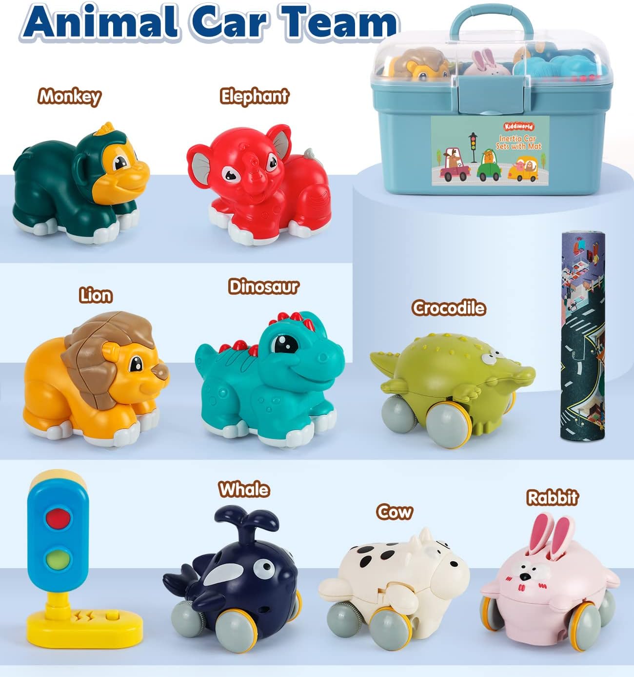 Animal Car Toys for 1 Year Old Boy Gifts: Mini Trucks with Playmat/Storage Box for Toddler Age 1-2, 1St One First Christmas Birthday Gift for Infant Baby 12-18 Months--Rambla Store