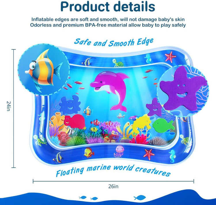 Baby Tummy Time Water Mat, Infant Baby Toy Water Play Mat Inflatable Sensory Babies Valentines Day Easter Gifts for Kids Small Pad Newborn 3 6 9 12 Month Boy Girl Toddler.