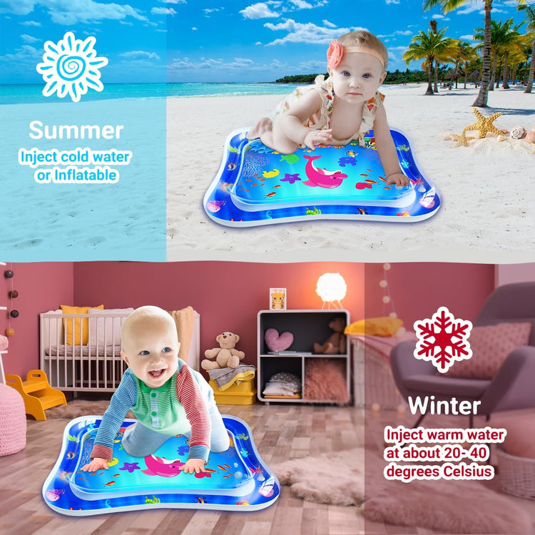 Baby Tummy Time Water Mat, Infant Baby Toy Water Play Mat Inflatable Sensory Babies Valentines Day Easter Gifts for Kids Small Pad Newborn 3 6 9 12 Month Boy Girl Toddler.