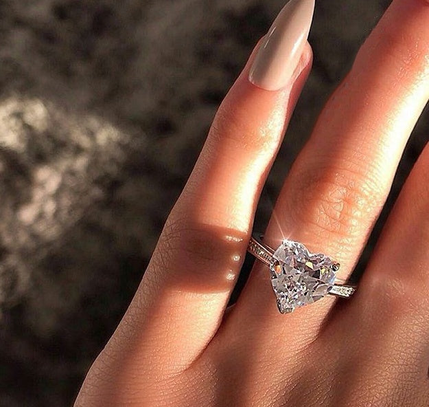 Ins best selling inlaid AAA zircon heart-shaped ring wish new European and American engagement party ring jewelry-0-Rambla Store