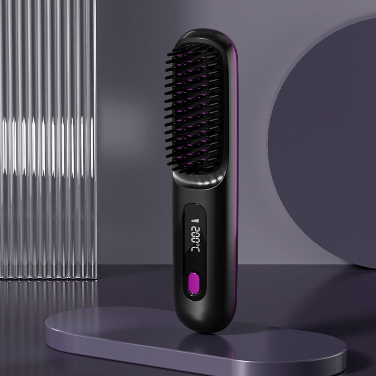 2 In 1 Straight Hair Comb Wireless Hair Straightener Brush Hair Fast Heating Portable Hot Curler USB Charging-0-Rambla Store