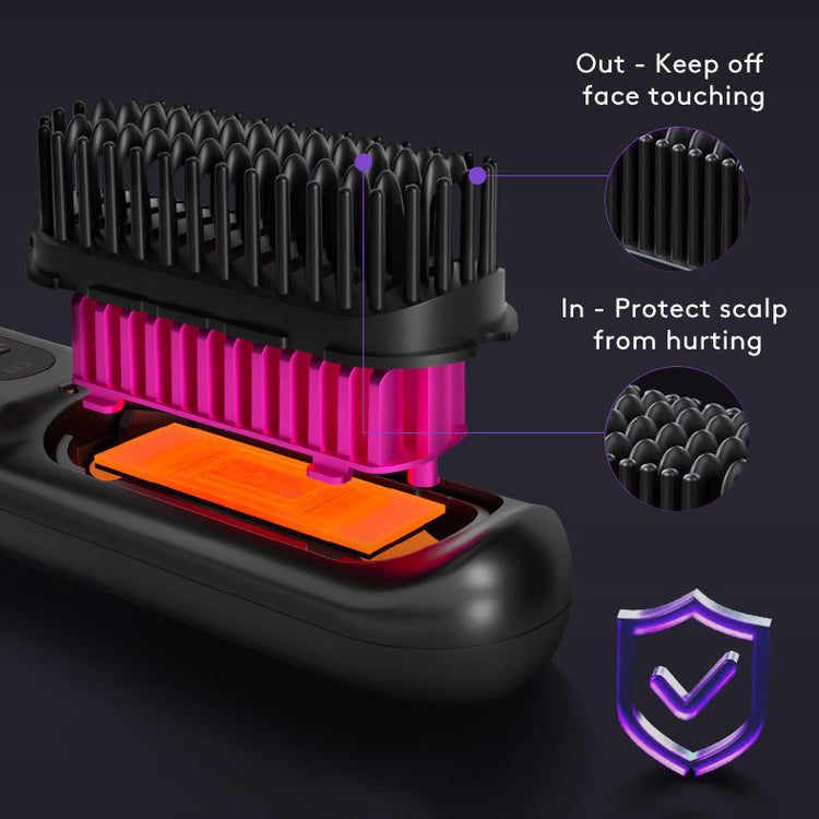 2 In 1 Straight Hair Comb Wireless Hair Straightener Brush Hair Fast Heating Portable Hot Curler USB Charging-0-Rambla Store