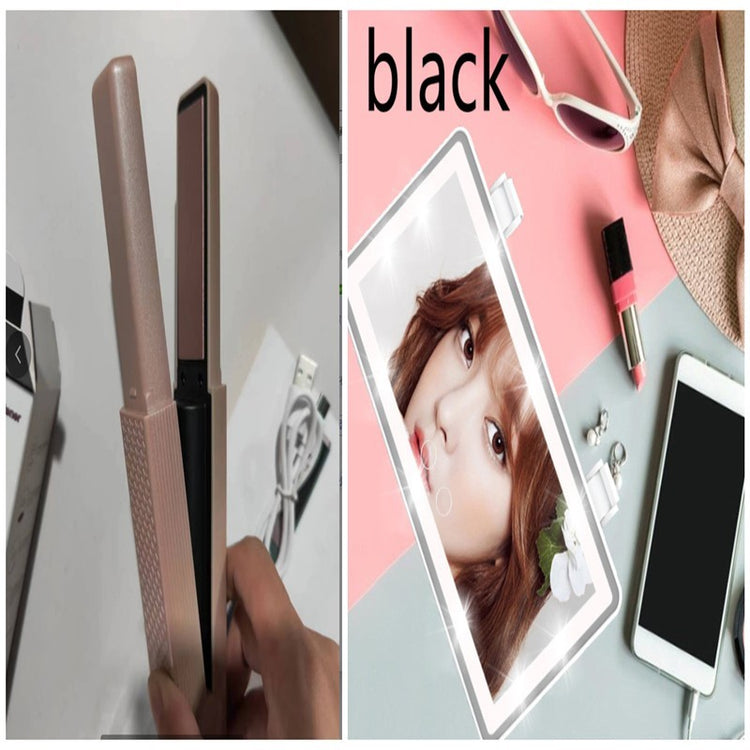 Hair Straightener Cordless Usb Hair Straightener Mini Ceramics Hair Curler 3 Constant Temperature Portable Flat Iron For Travel-0-Rambla Store