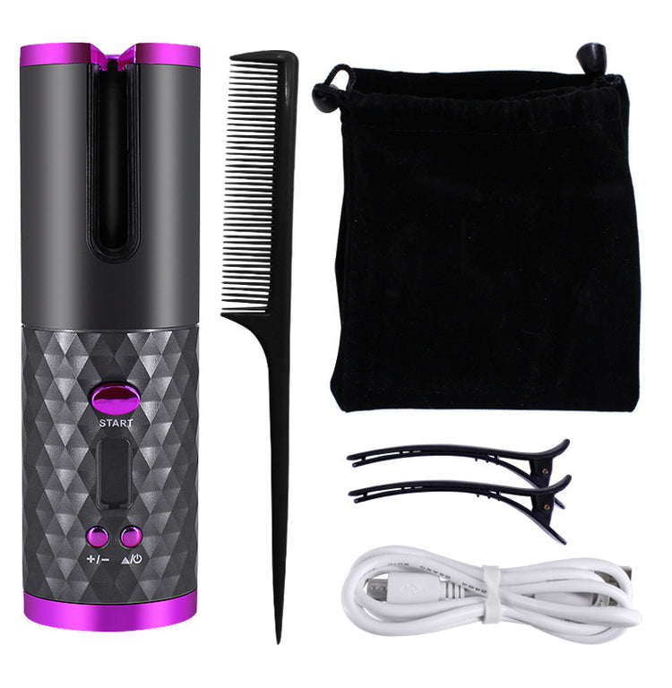 Rechargeable Automatic Hair Curler Women Portable Hair Curling Iron LCD Display Ceramic Curly Rotating Curling Wave Styer-0-Rambla Store