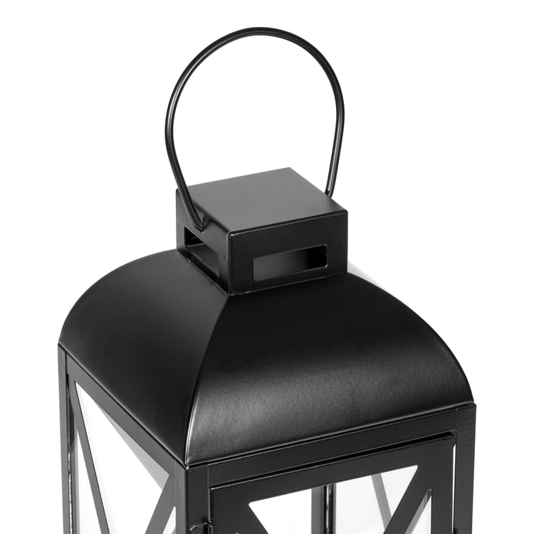12-Inch Medium Decorative Black Metal Pillar Candle Holder Lantern--Rambla Store