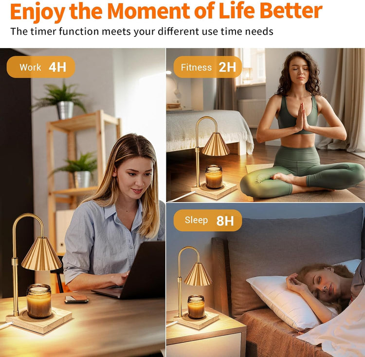 Candle Warmer Lamp, Dimmable Candle Warmer with Timer for Jar Candles, Wax Melt Warmer with Height-Adjustable Metal Lampshade for Home Decor Holiday Gift, 2 Bulbs Included--Rambla Store