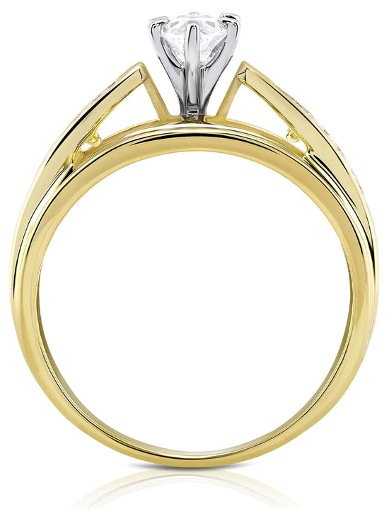 " Engagement Ring with 1.90 Carat T.W. Marquise Cut Simulated Diamond in 10K Yellow Gold for Women".