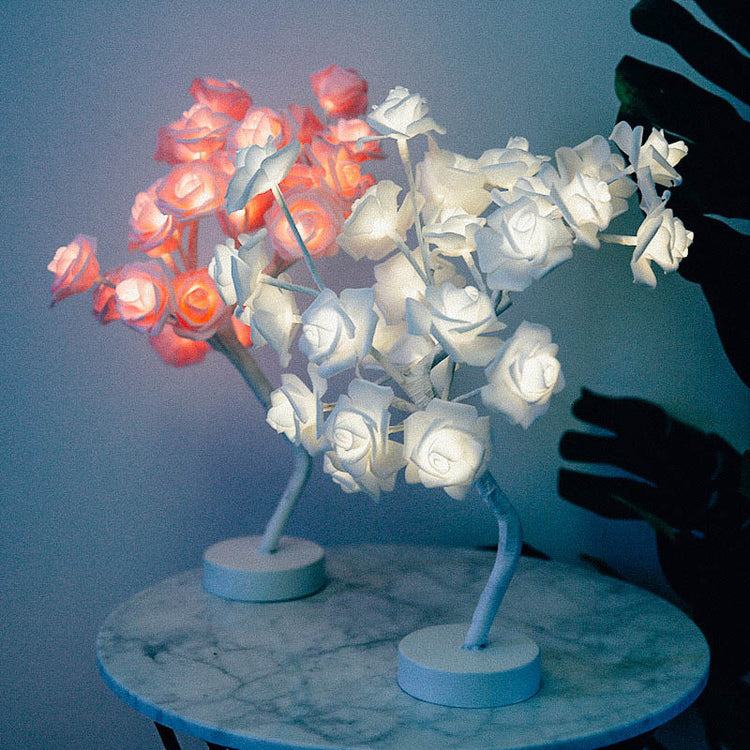 Rose Flower Lamp USB Battery Operated LED Table Lamp Bonsai Tree Night Lights Garland Bedroom Decoration Lights Home Decor-0-Rambla Store
