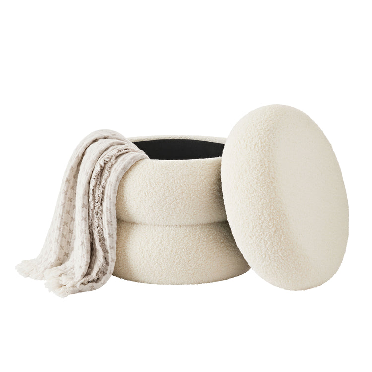 Cream Boucle Cloud Storage Ottoman--Rambla Store