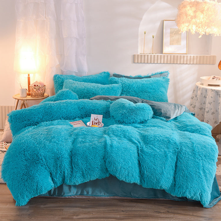 Luxury Thick Fleece Duvet Cover Queen King Winter Warm Bed Quilt Cover Pillowcase Fluffy Plush Shaggy Bedclothes Bedding Set Winter Body Keep Warm-0-Rambla Store