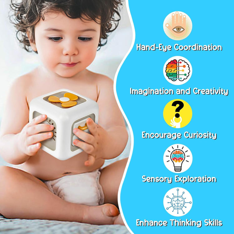 Busy Cube for Toddlers, 6 in 1 Activity Cube for Children, Travel Toys for Toddlers for Fine Motor Skill Learning, Educational Birthday Gifts for Boys and Girls--Rambla Store