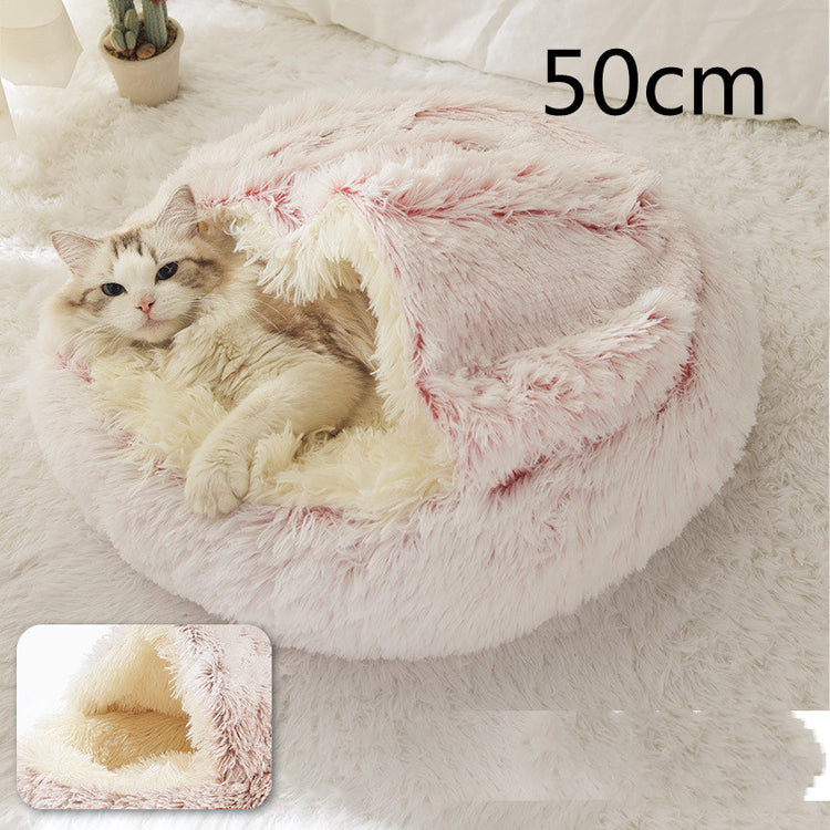 2 In 1 Dog And Cat Bed Pet Winter Bed Round Plush Warm Bed House Soft Long Plush Pets Bed-0-Rambla Store