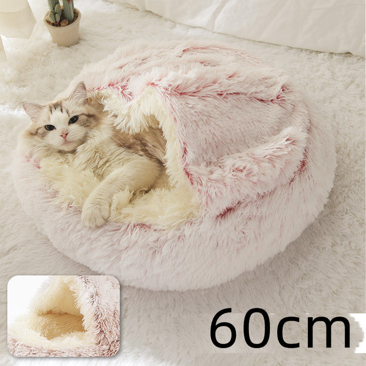 2 In 1 Dog And Cat Bed Pet Winter Bed Round Plush Warm Bed House Soft Long Plush Pets Bed-0-Rambla Store