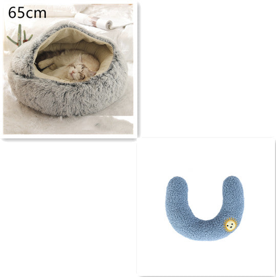 2 In 1 Dog And Cat Bed Pet Winter Bed Round Plush Warm Bed House Soft Long Plush Pets Bed-0-Rambla Store