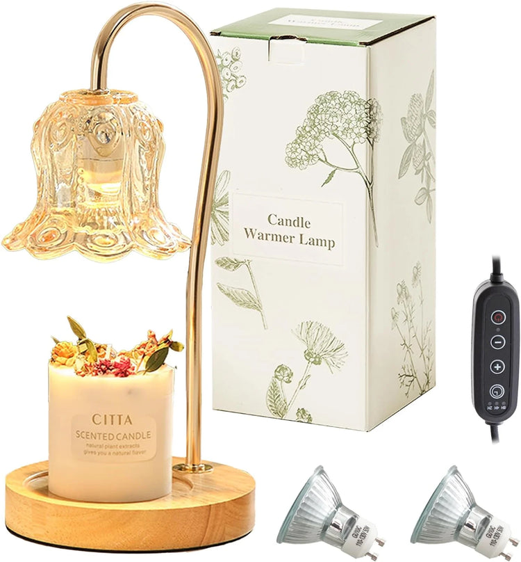 Fragrance Candle Warmer Lamp with 2 Bulbs, Electric Candle Warmer with Timer & Dimmer, Mothers Day Gifts for Mom, House Warming Gifts New Home Bedroom Decor--Rambla Store