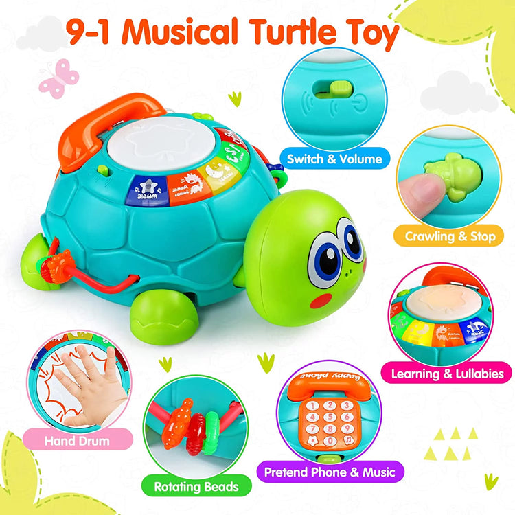 Baby Toys 12-18 Months, Light up Baby Toys 6 to 12 Months Musical Turtle with Letters Numbers Phone Infant Baby Toys for 6 9 12 18 Months Educational Learning Toys--Rambla Store