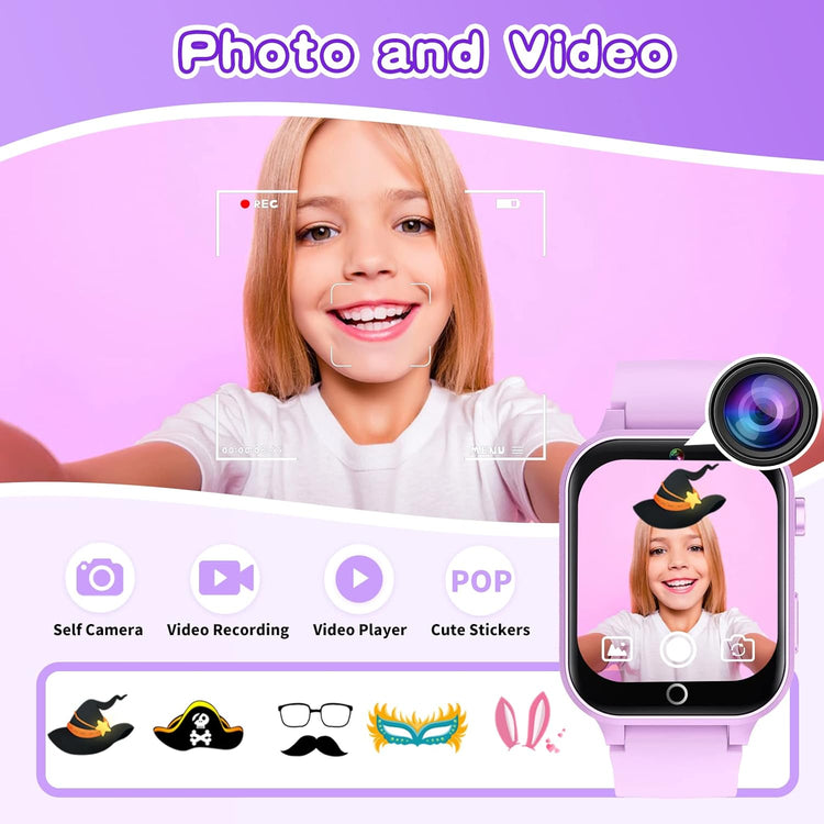 Kids Smart Watches Girls Age 5-12, 26 Games High-Resolution Touchscreen Kids Watch with Video Camera Music Player Pedometer Flashlight 12/24 Hr Educational Toys Birthday Gifts for Girls Ages 6 7 8--Rambla Store