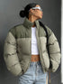 DAZY Letter Graphic Colorblock Zip up Puffer Thick Pockets Coat ,Winter Women Clothes,Winter Coat Women--Rambla Store